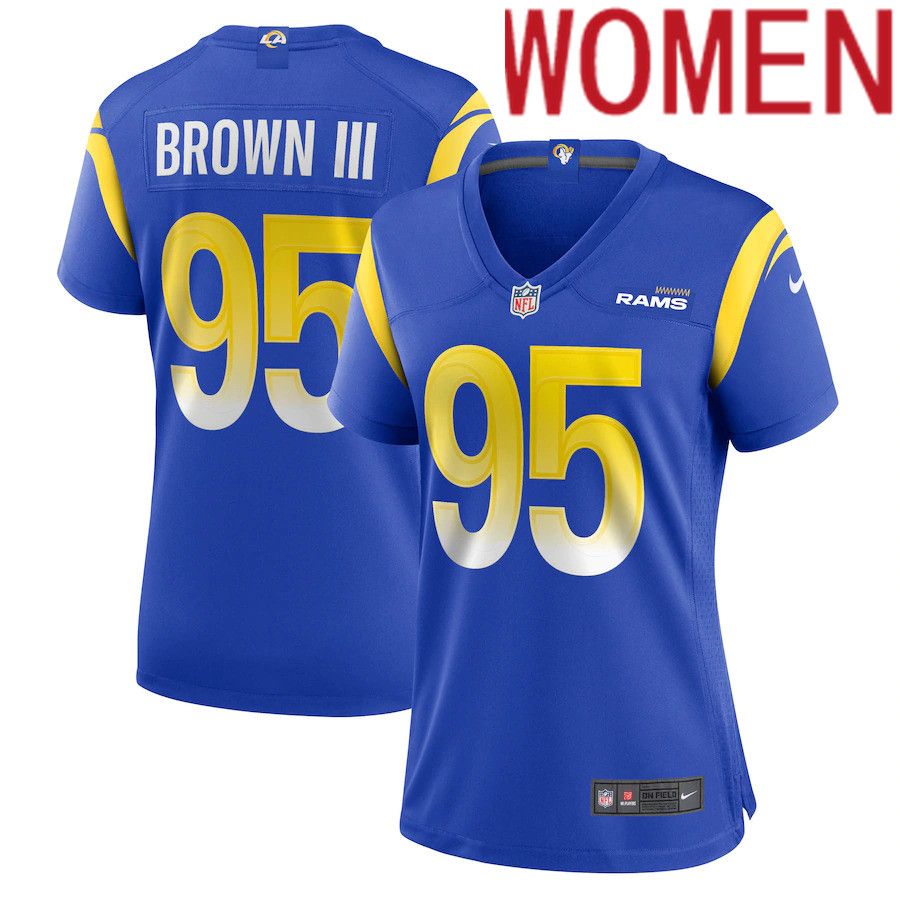 Women Los Angeles Rams #95 Bobby Brown III Nike Royal Game NFL Jersey->women nfl jersey->Women Jersey
